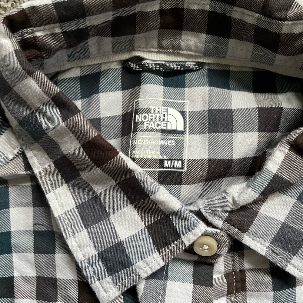 The North Face Grey Plaid Long Sleeve Button Up Mens M - Picture 4 of 7